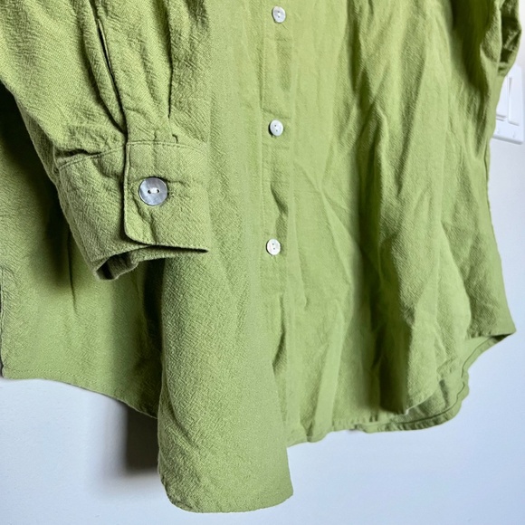 Soft Surroundings NWOT Textured 100% Cotton Button Down Shirt Green Size 2X - Picture 6 of 8